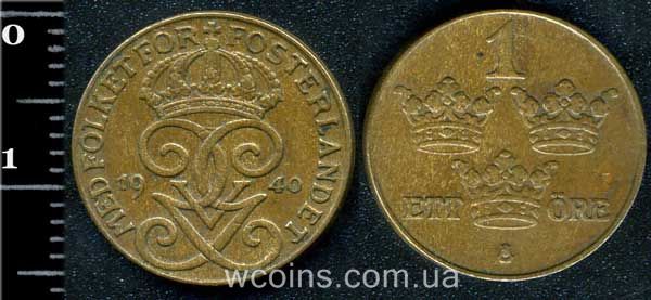 Монета Швеція 1 ере 1940