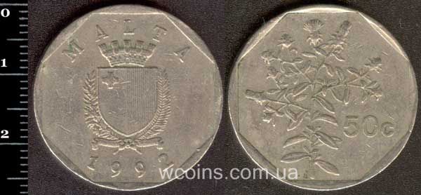 Монета Мальта 50 центів 1992