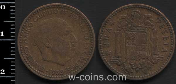 Монета Іспанія 1 песета 1963