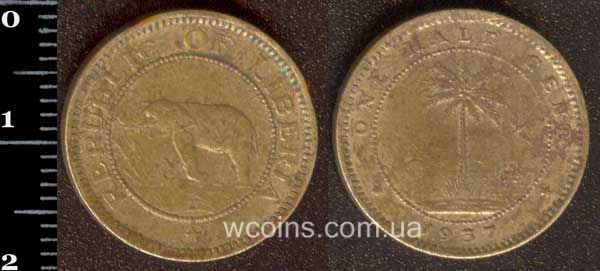 Монета Ліберія 1 цент 1937