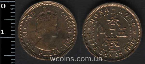 Монета Гонконг 5 центів 1967