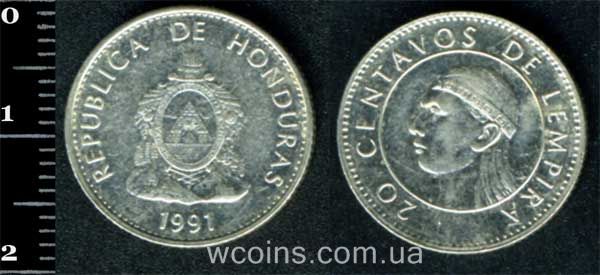 Монета Гондурас 20 сентаво 1991