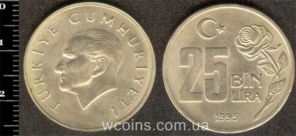 Монета Турція 25 000 лір 1995
