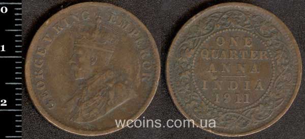 Монета Індія 1/4 анни 1911