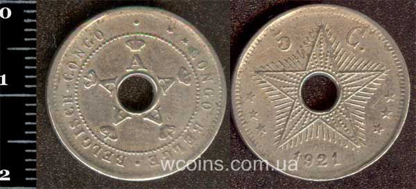 Монета Бельгійське Конго 5 сантимів 1921