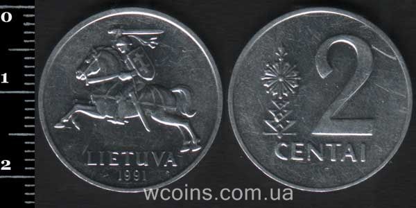 Монета Литва 2 цента 1991