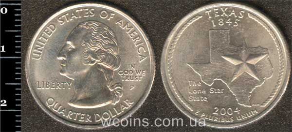 Монета США 25 центів 2004 Техас