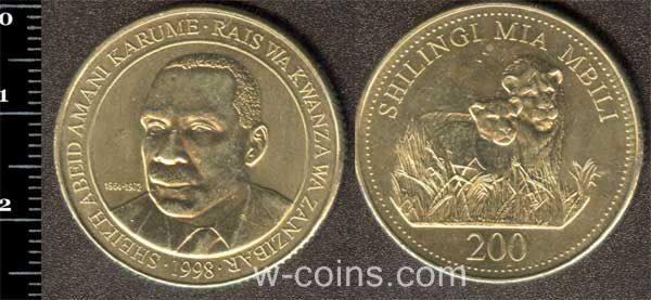 Монета Танзанія 200 шилінгів 1998
