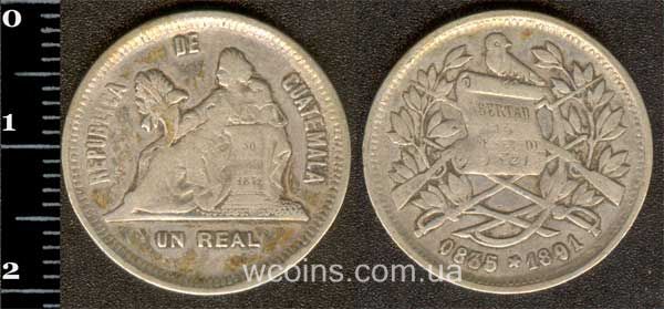 Монета Гватемала 1 реал 1891