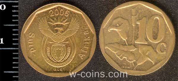 Монета Південна Африка 10 центів 2006