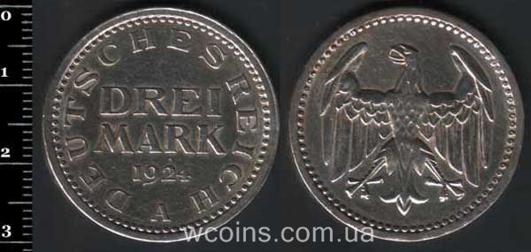 Монета Німеччина 3 марки 1924