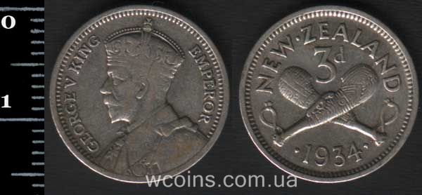 Монета Нова Зеландія 3 пенса 1934