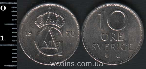 Монета Швеція 10 ере 1970