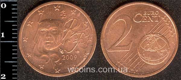 Монета Франція 2 євро цента 2009