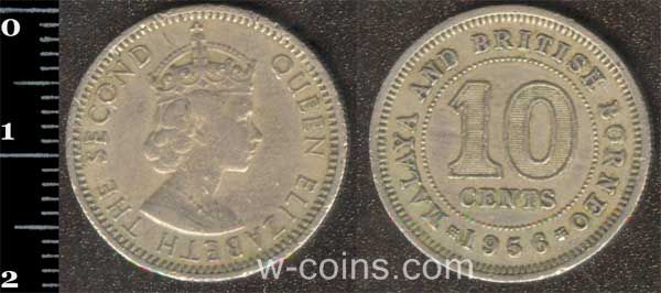 Монета Малайзія 10 центів 1956