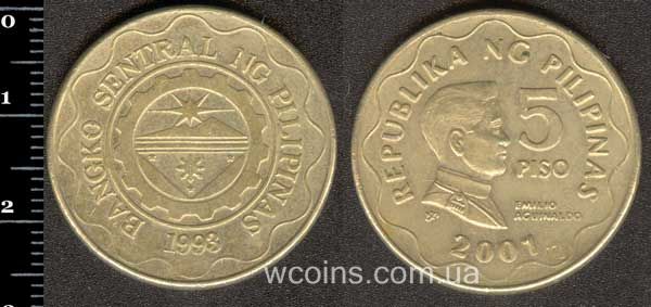 Монета Філіппіни 5 песо 2001
