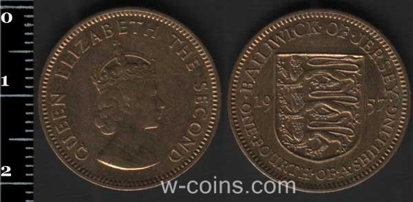 Монета Джерсі 1/4 шилінга 1957