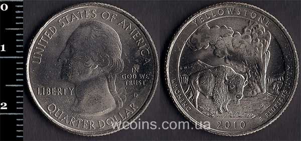 Монета США 25 центів 2010 Єллоустоунський національний парк