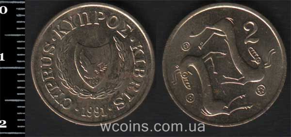 Монета Кіпр 2 цента 1991