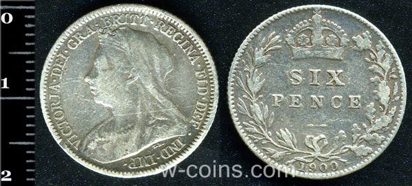 Монета Великобританія 6 пенсів 1900