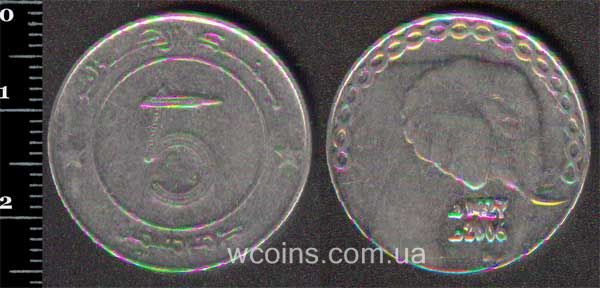 Монета Алжир 5 динарів 2006