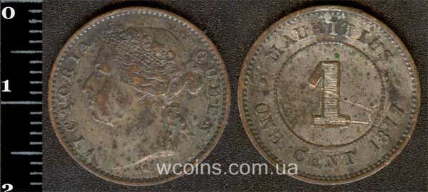 Монета Маврикій 1 цент 1877