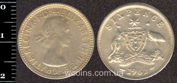 Монета Австралія 6 пенсів 1962