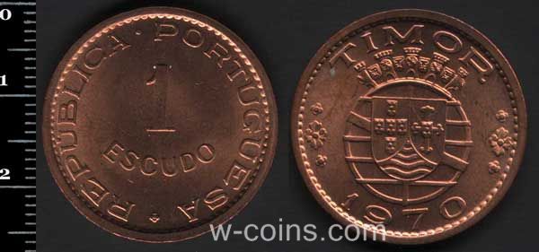 Монета Тимор 1 ескудо 1970