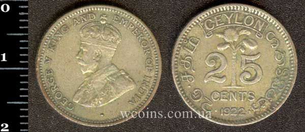 Coin Sri Lanka 25 cents 1922