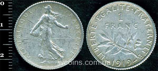 Монета Франція 1 франк 1919