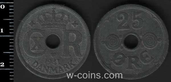 Монета Данія 25 ере 1941