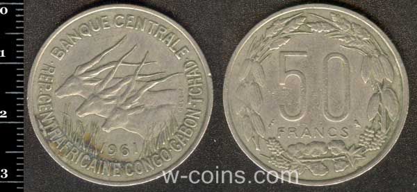Coin Central African Republic 50 francs 1961