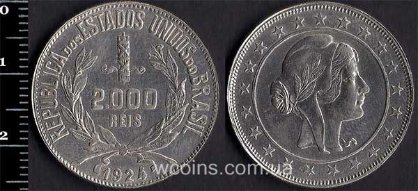 Монета Бразілія 2000 рейсів 1924