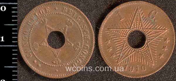 Монета Бельгійське Конго 1 сантим 1910