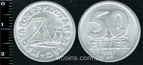 Монета Угорщина 50 філлерів 1987