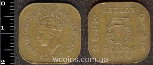 Coin Sri Lanka 5 cents 1942
