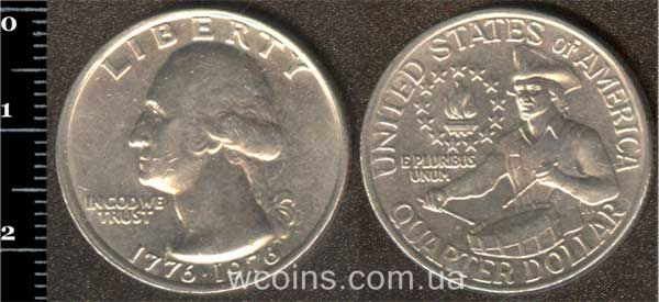 Монета США 25 центів 1976