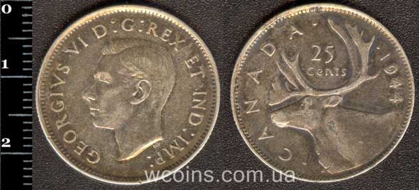 Coin Canada 25 cents 1944