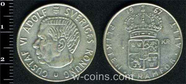 Монета Швеція 1 крона 1967