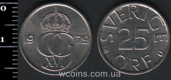 Монета Швеція 25 ере 1979