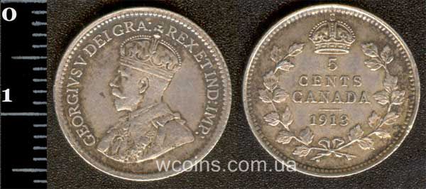Монета Канада 5 центів 1913