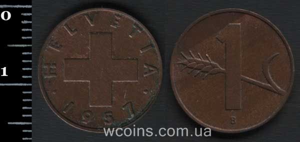 Монета Швейцарія 1 сантим 1957