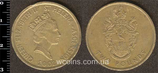 Монета Святої Єлени та Вознесіння О-ви 2 фунта 2002