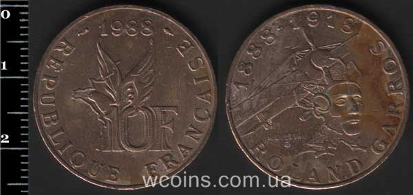 Монета Франція 10 франків 1988