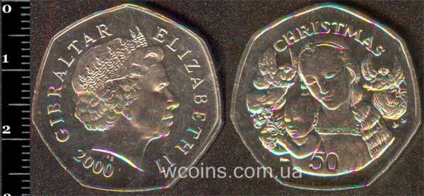 Монета Ґібралтар 50 пенсів 2000