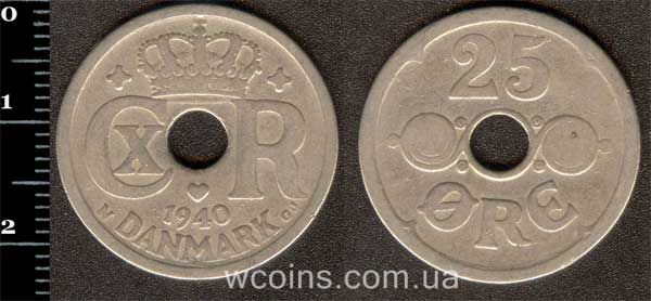 Монета Данія 25 оре 1940