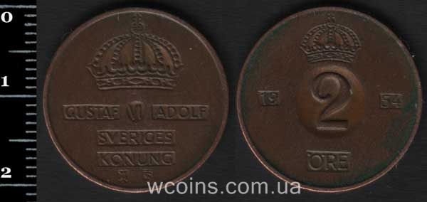 Coin Sweden 2 øre 1954