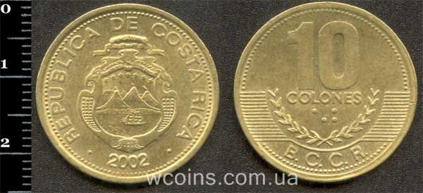 Монета Коста-Ріка 10 colones 2002