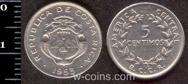 Монета Коста-Ріка 5 сентимо 1953