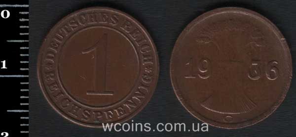 Монета Німеччина 1 рейхспфеніг 1936